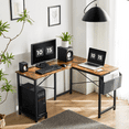 thumbnail image 2 of L Shaped office Computer Desk Corner Workstation with Side Storage Bag and CPU Stand Shelf, 49 Inch, Rustic Brown, 2 of 9