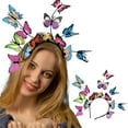 thumbnail image 3 of opolski Women Performance Hair Hoop Dressing Exaggerated Simulation Butterflies Decor Headband Party Wedding Colorful Headpiece Multicolor, 3 of 8