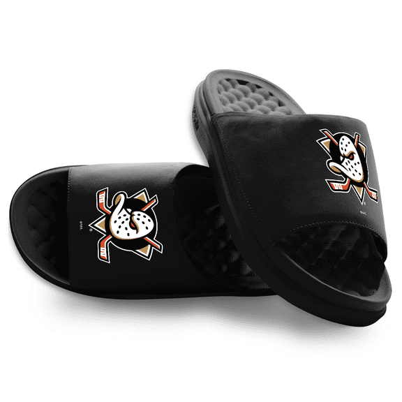Unisex ISlide Black Anaheim Ducks Primary Motive Slide Sandals