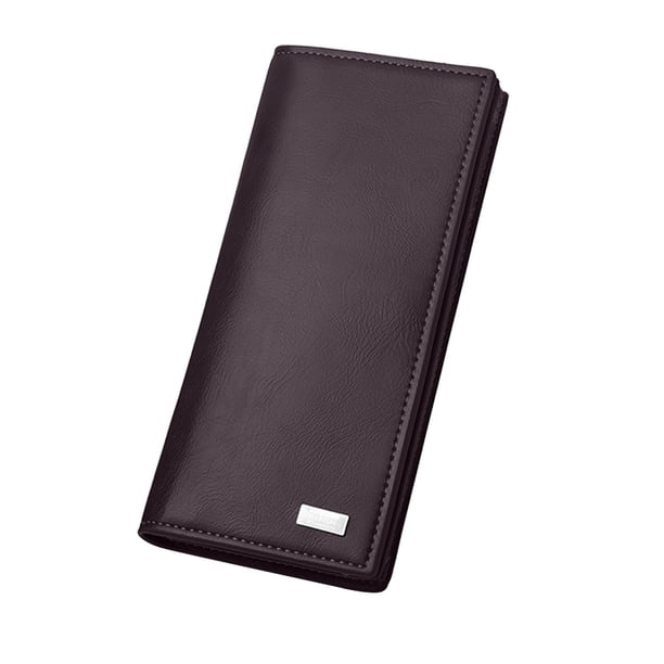 Cartera larga de piel sintética para hombre, de gran capacidad, para cheques, tarjetas de crédito y efectivo (café)