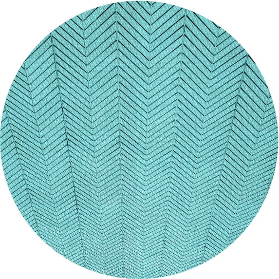 Ahgly Company Machine Washable Indoor Round Transitional Light Sea Green Area Rugs, 4' Round