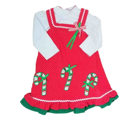 

Infant Baby Girls Red Jumper Candycane Christmas Holiday Party Dress 24M