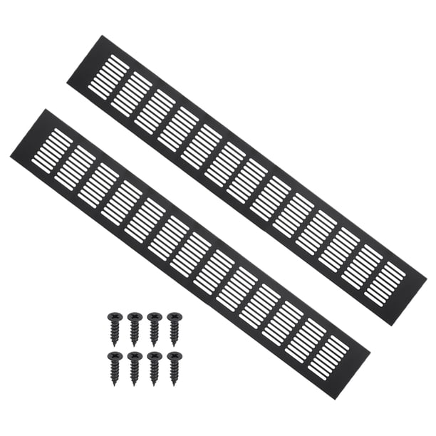 Cubierta de Ventilación Rectangular Uxcell 20"x3.2" 2pcs Rejilla de Ventilación con Tornillos para Gabinete Negro