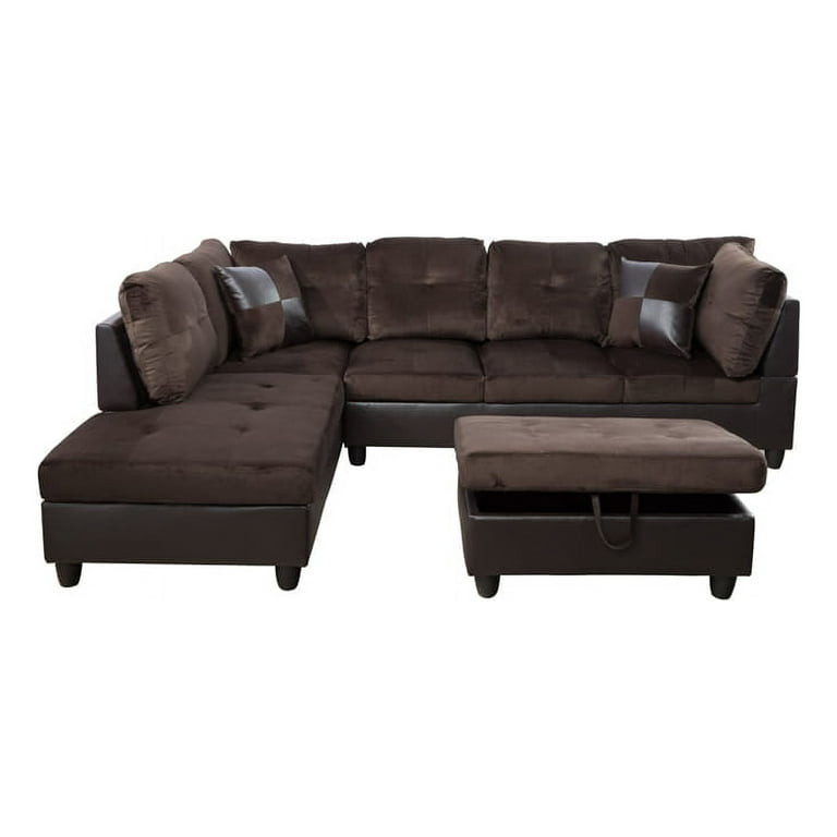 Lifestyle Furniture Siano Left Hand Facing Sectional Brown Size Large