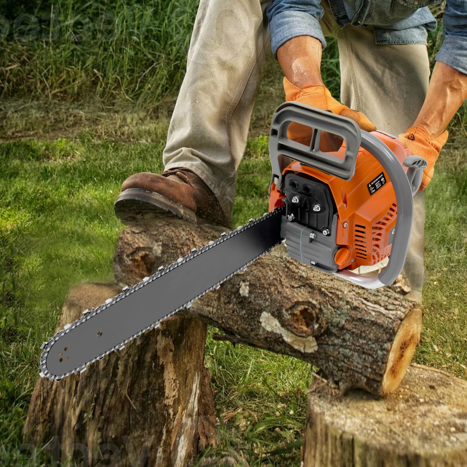 22 Inch Gas Powered Chain Saw, 2.4KW 52CC Gasoline Chainsaws with Bar Cover, 2-Cycle Power Chain Saw for Wood Cutting and Tree Pruning