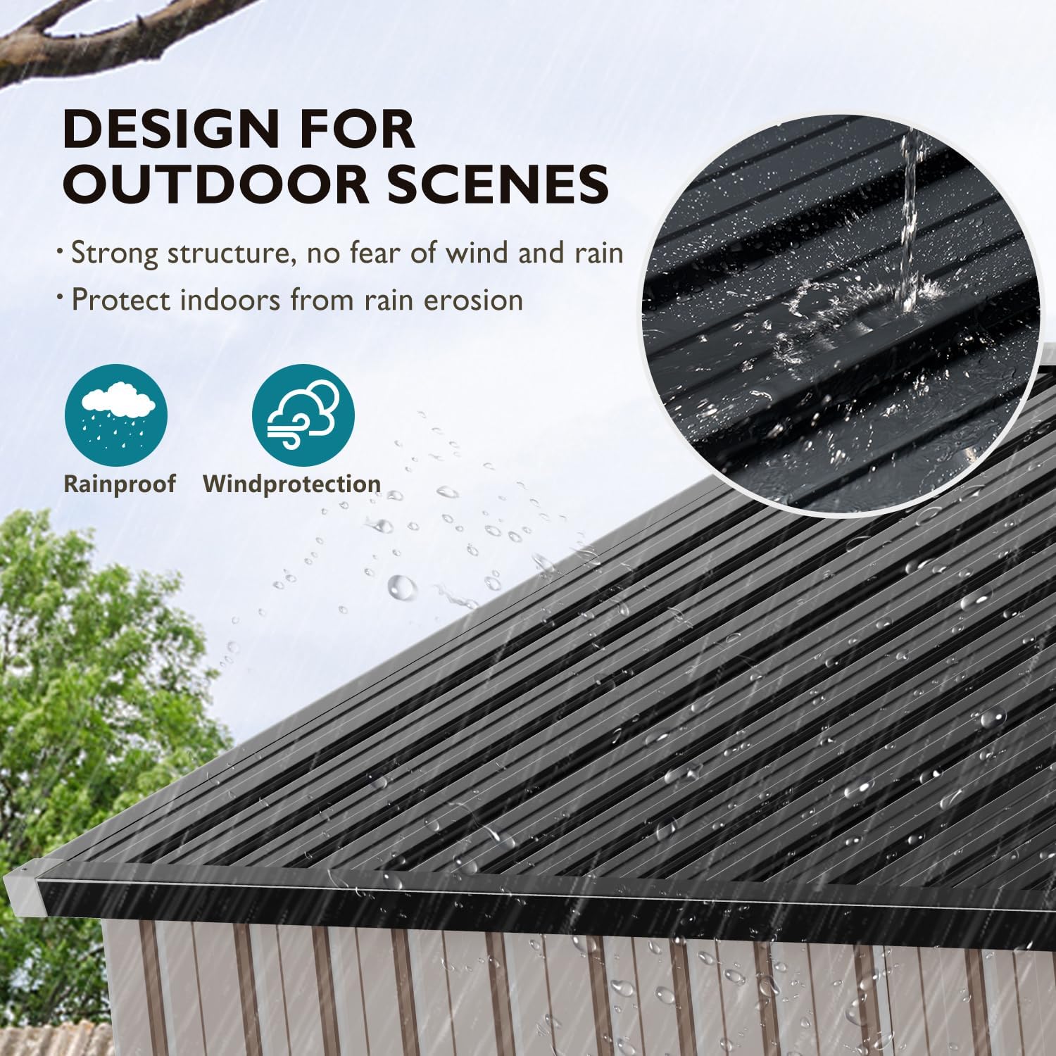 Sumthink 5 x 3 FT Outdoor Storage Shed, Metal Shed for Garden, Backyard, Patio, Brown