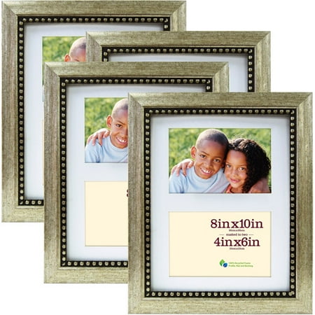 4w Silver Beaded 8x10 2open, S/4 ,8x10 2