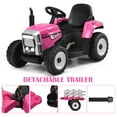 thumbnail image 4 of Costway 12V Kids Ride On Tractor with Trailer Ground Loader w/ RC & Lights Pink, 4 of 10
