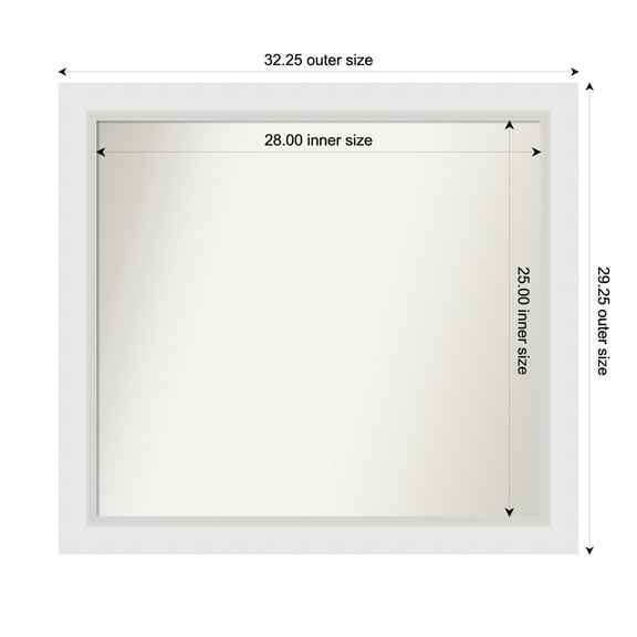 Amanti Art Custom Wall and Bathroom Mirror (29.25 x 32.25 in.), Blanco White Frame