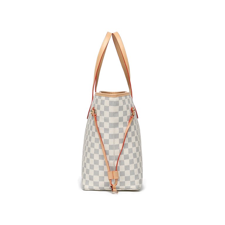 Sexy Dance White Checkered Tote Shoulder Bag With Inner Pouch