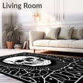 thumbnail image 2 of ODIKA 8'x10' Machine Washable Non-Slip Area Rug, Creepy Smiling Skull Motif with Flickering Accents and Interlocking Webs High Traffic Rug, Black, 620034, 2 of 7