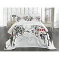 thumbnail image 3 of Ambesonne Colorful Quilted Bedspread Set 3 Pcs, Paris Eiffel Tower, Queen Size, Multicolor, 3 of 5
