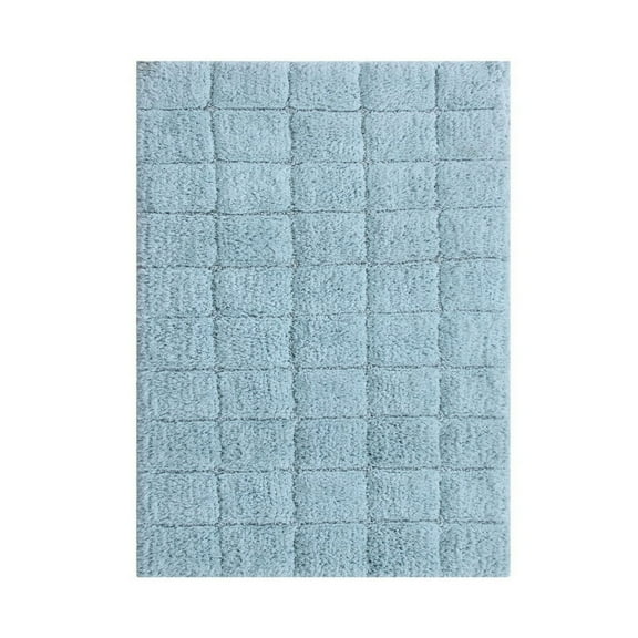 Knightsbridge Summer Tile 220 GSF Non Skid Back Bath Rug 24 x 40 - Light Blue