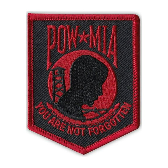 Patch, Embroidered, POW MIA Not Forgotten (Red), 2.5" x 3"