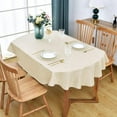 thumbnail image 2 of Small Oval Tablecloth Ivory Faux Linen Farmhouse Table Cover Wrinkle Resistant and Anti-Shrink Washable Fabric Table Cloth for Dining Kitchen Party for Indoor and Outdoor 54 x 72 Inch, 2 of 6