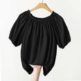 thumbnail image 2 of Ruimatai Womens Off Shoulder Puff Sleeve Blouse Casual Loose Fit Nylon Spandex Tops for Daily Wear Vacation Party, 2 of 5