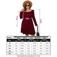 thumbnail image 5 of Women's Plus Size Ruffle Square Neck Long Sleeve Dress A Line High Waist Midi Dress with Belted, 5 of 5