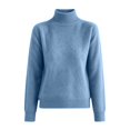 thumbnail image 3 of Mock Neck Pullover Sweaters for Women Soft Warm Knit Sweater Fashion Clothing Fall Outfits for Women Winter Clothes Loose Fit Casual High Neck Long Sleeve Solid Color Ribbed Cuffs, 3 of 5