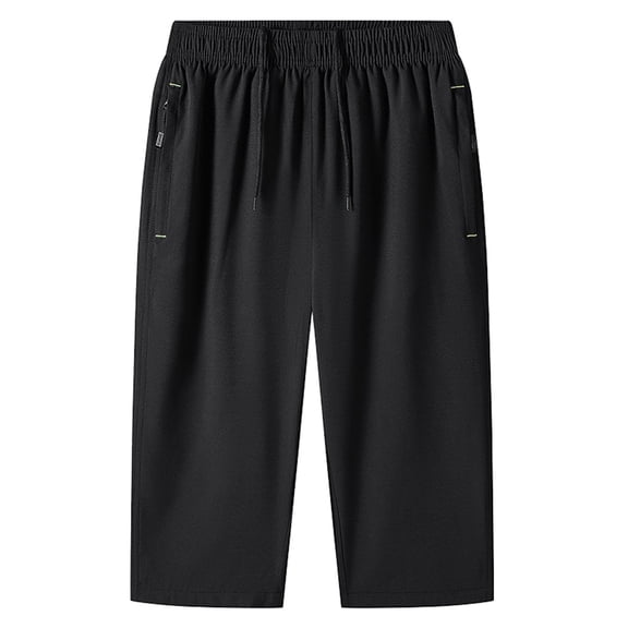 JAJAHO Mens Stretch Jogger Capri Pants Lightweight Loose Fit Straight Leg Elastic Waist Cropped Pants Athletic Gym Clothes Versatile Trousers