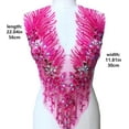 thumbnail image 2 of Handmade Rhinestone Applique: 3D Lace Applique Beaded Embroidered Trim - Bodice Applique, Rhinestone Fabric Patches for Sewing Clothes Wedding Bridal Dress Decorative (Rose Red), 2 of 9