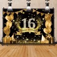 thumbnail image 4 of 7x5ft,Gold 16th Birthday Backdrop,Happy Birthday Photography Background,Balloon Photo Backdrops for Party Decorations Birthday Banner, 4 of 4