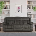 thumbnail image 2 of Lazzara Home Magnus 90 in. W Pillow Top Arm Microfiber Straight Double Reclining Sofa in Chocolate, 2 of 6