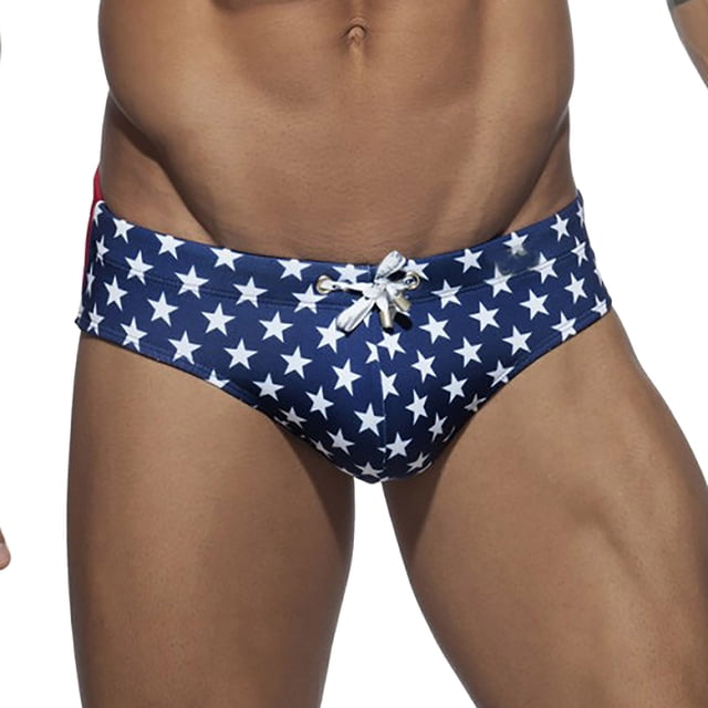 Wo-Fusoul Swimming Trunks for Men Low Waist Drawstring High Vent Quick Dry Underpants Black