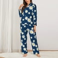 thumbnail image 2 of Honeii Daisies Flowers print Women's Pajama Sets Long Sleeve Button Down Sleepwear Nightwear Soft Pjs Lounge Sets-Medium, 2 of 7