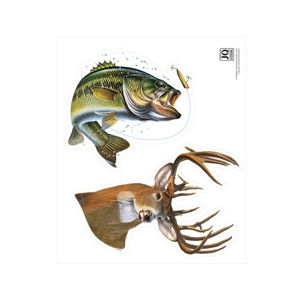 Auto Drive Deer/Bass Decals Set of 2 Vinyl Car Stickers Green Brown
