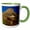 Green/White, variant on 3drose, Alpine Wildflowers with Mt.clements at Logan Pass, Glacier Np, Montana, 15oz Two-tone Yellow Mug