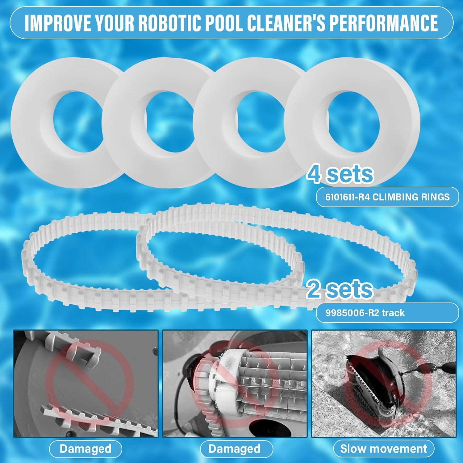 9985006-r2 Track and Climbing Rings 6101611-r4 Replacement Parts Compatible with Maytronics Dolphin Nautilus cc Plus Robotic Pool Robot (6 Pack)