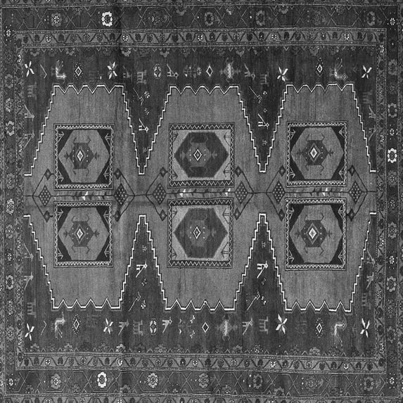 Ahgly Company Indoor Square Persian Gray Traditional Area Rugs, 3' Square