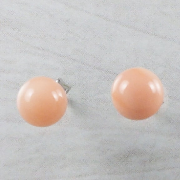 Beautiful Hawaiian Genuine Pink Coral Earring, Sterling Silver Pink Coral Round Ball Stud Earring, E9237 Birthday Valentine Mom Gift