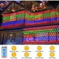 thumbnail image 4 of 9.8ft x 6.6ft Solar Net Mesh Lights, 192 LED Waterproof Christmas Lights 8 Modes with Remote Decorative Lights for Garden Yard Bush Holiday New Years Party, Multicolor, 4 of 8