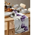 thumbnail image 3 of Table Runner 90 Inch Long - Purple Tulip Green LeavesDecorative Table Scarf,Still Life FloralDining Table Runners for Wedding Party Kitchen Dining Tables, 3 of 7