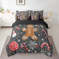 thumbnail image 2 of Gingerbread Man Bed in a Bag King Size Comforter Set 7 Pieces,Snowman Bedding Sets Merry Christmas Decorations Elk Deer Sheet Set with Comforter,Snowflake Xmas Candy Bed Set, 2 of 6