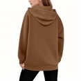 thumbnail image 4 of Zip Up Hoodie Women Long Sleeve Plus Size Plain Hooded Sweatshirts Fall Winter Trendy Casual Jacket with Pockets Shirts(Brown,M), 4 of 6