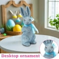 thumbnail image 6 of 8.66 Inch Easter Bunny with Bowtie Plush Flocked Rabbit Figurine Desktop Gift for Table Living Room Home Party Spring Decor 2 Pcs, 6 of 7