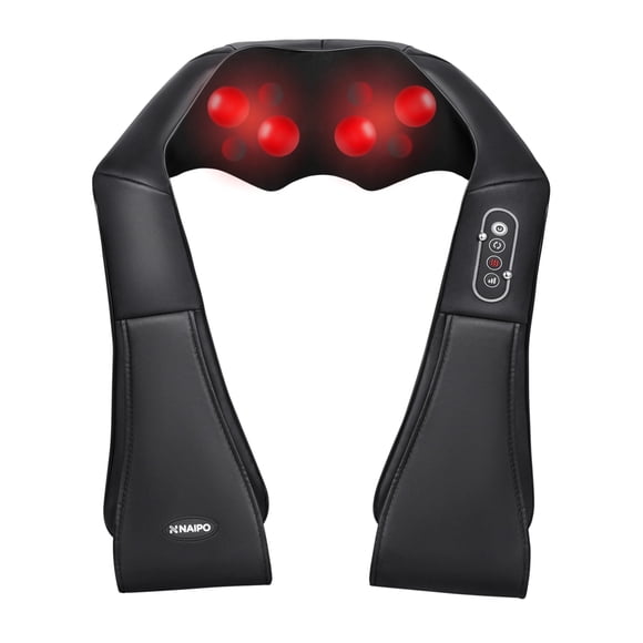 Naipo Masseur Shiatsu pour le Dos et le Cou avec Massage Profond à la Chaleur pour le Cou, le Dos, les Épaules, les Pieds et les Jambes, à Utiliser à la Maison, en Voiture, au Bureau