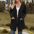 thumbnail image 4 of Lovskoo Cardigan Sweaters for Women Open Front Fall Spring Coat Long Sleeve Pocket Blouse Clothing Loose Oversized Winter Outerwear Tops Black, 4 of 8