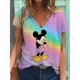 thumbnail image 5 of Camiseta de verano nueva para mujer, blusa de manga corta con cuello en V y estampado de Disney Minnie Mickey Mouse, camisetas de moda de talla grande para mujer, 5 of 5