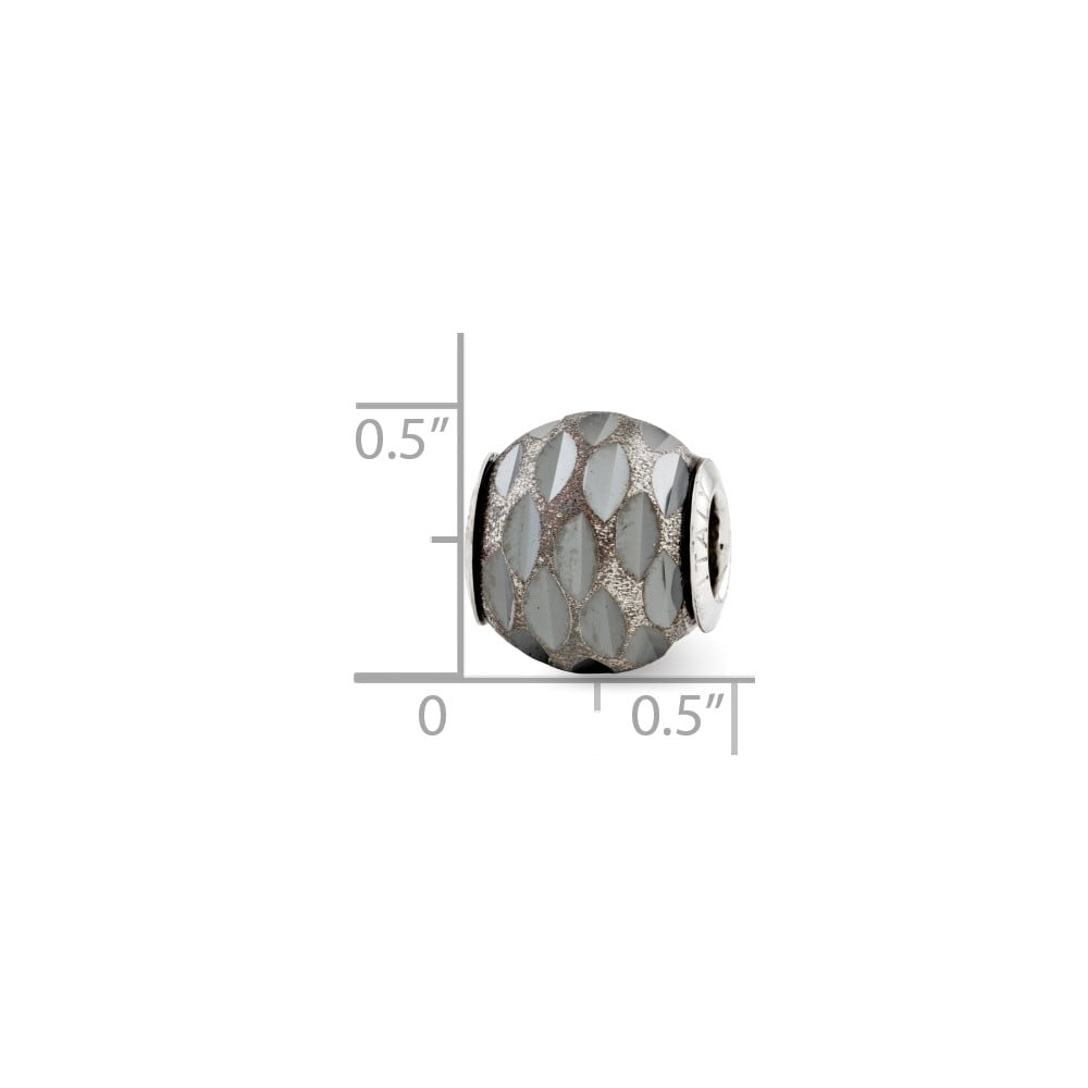 Beautiful Sterling Silver Reflections Velvet Black Diamond Cut Bead Beautiful Sterling Silver Reflections Velvet Black Diamond Cut Bead