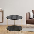 thumbnail image 1 of Sofá ligero de lujo, mesa de centro, apartamento pequeño con estante de almacenamiento, marco de Metal, mesa auxiliar de mármol, decoración moderna de Redondo negro perfecl mesas de café, 1 of 8