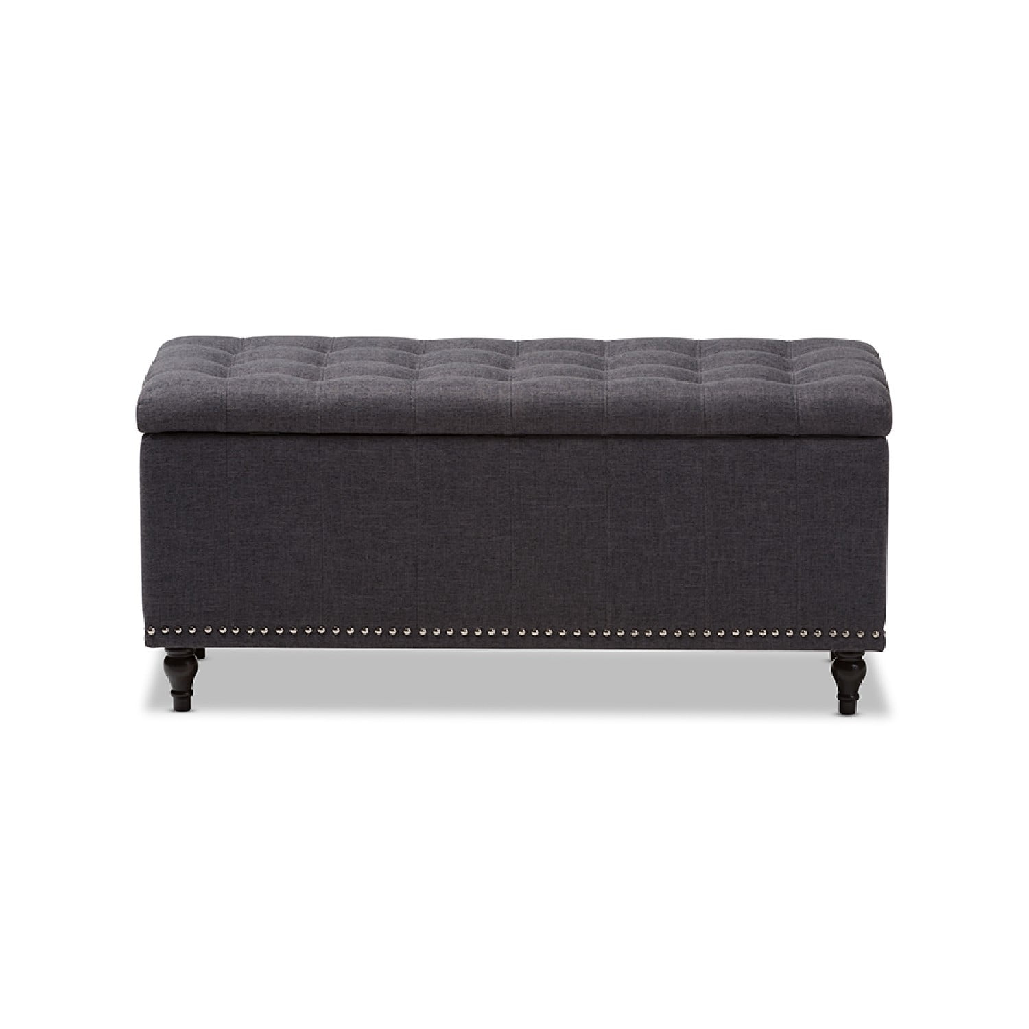 Baxton Studio Kaylee Modern Classic Dark Grey Fabric Upholstered Button-Tufting Storage Ottoman Bench