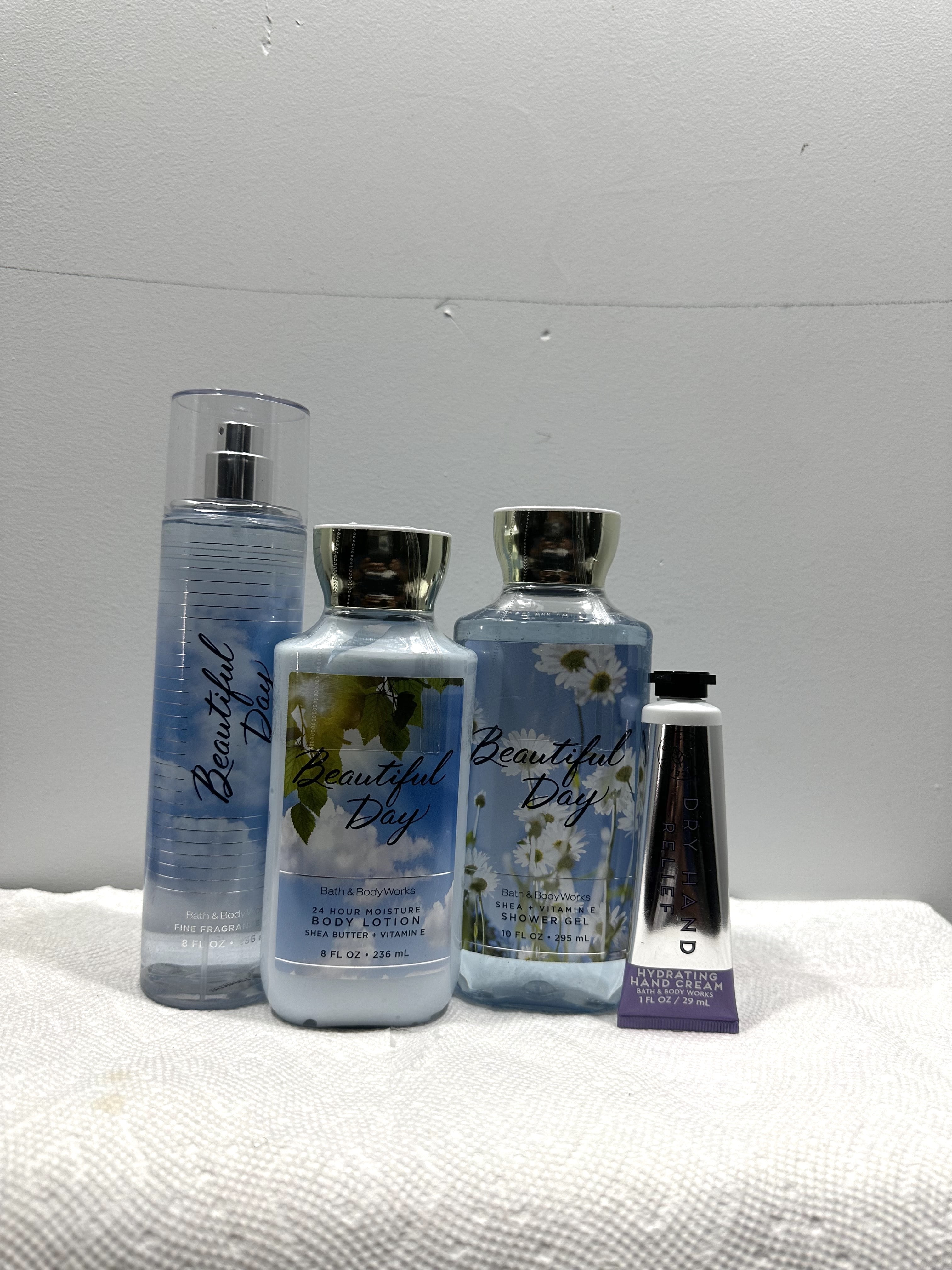 Bath & Body Works CHAMPAGNE TOAST set of 4 -- fine fragrance mist 8 fl oz.,  shower gel 10 fl oz.,body lotion 8 fl oz., ultra shea body cream 8 oz.