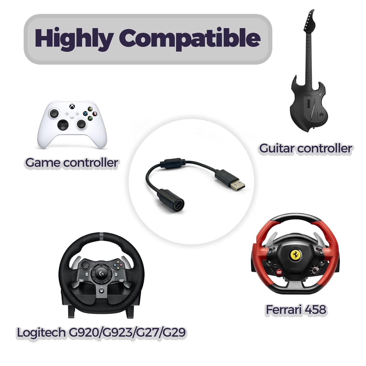 USB Breakaway Cable for Logitech G920 G923 G27 G29, Racing Wheel
