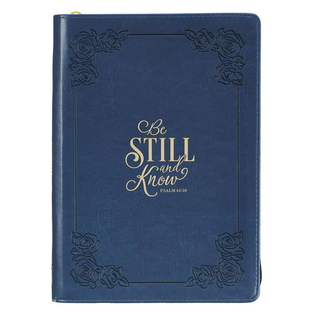 Journal Classic Zippered Luxleather Be Still - Psa 46:10 (Hardcover ...