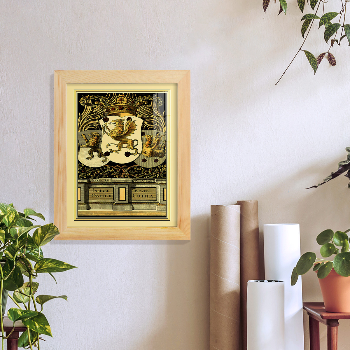 Family Crest II -Framed Print w/glass-Natural Wood