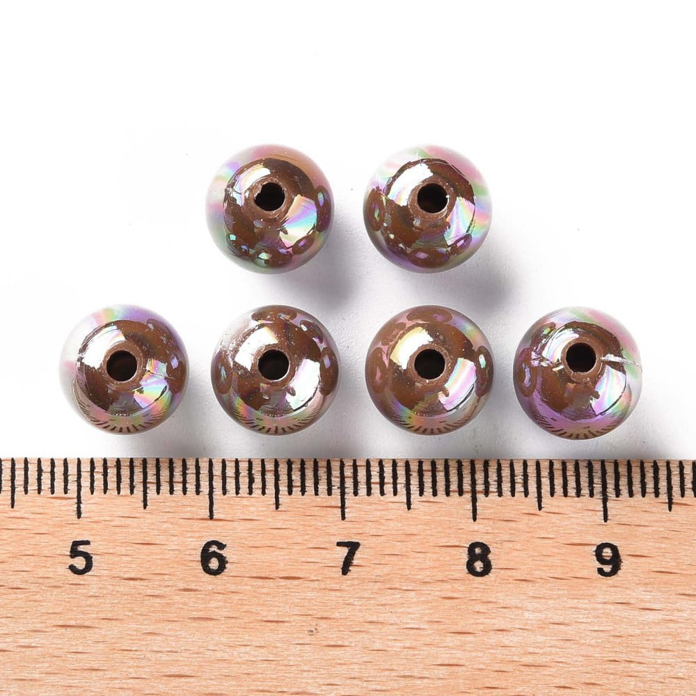 500 g Opaque Acrylic Beads AB color Plated Round Camel 10x9mm Hole: 2mm 940pcs/500g