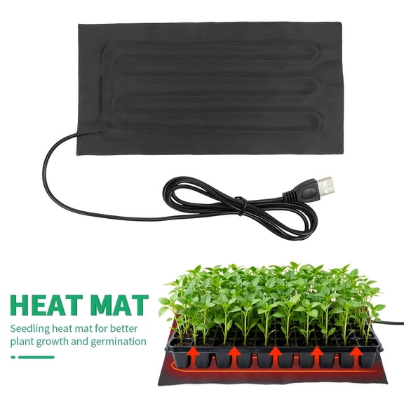 USB Powered Seedling Heat Mat, Plant Heating Pad for Indoor Gardening, Hydroponic Germination, and Sourdough Starter Proofing, Water-Resistant & Energy Efficient